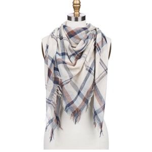 Cotton Blue and White Plaid Scarf